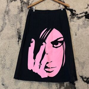 Boob Design Black Skirt with Pink Face Graphic